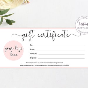 Gift Certificate Template, Editable Gift For Her Card, Printable Small Business Inserts, Etsy Shop Gift Card, Personalized Gift Card.SRP-011