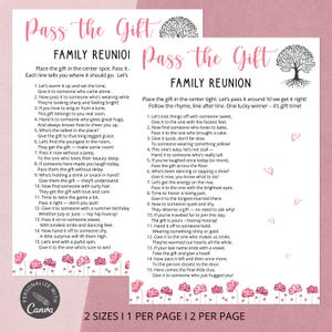 Pass the Prize Family Reunion Game | Ice Breaker Poem for Kids & Adults | Printable Pass the Prize Game, Fun Activities, Family Trivia Game