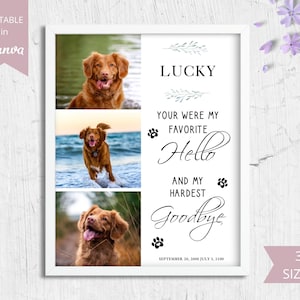 Pet Memorial Card I Editable Canva Template I Pet Loss Gift Card I Sympathy Dog Sign I Memorial Keepsake Gift I Funeral Template
