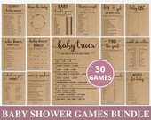 30 Baby Shower Games Bundle, Editable Canva Baby Shower Games Template, Printable Rustic Baby Games Bundle, Instant Download. SRP-030