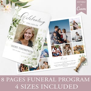 8 Page Funeral Program Template I Canva Template Printable, Celebration Of Life Template, In Loving Memory Funeral Program, Loss Of Mother