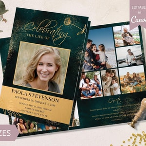 8 Page Funeral Program Template, Canva Funeral Template Printable, Editable Bi-Fold Obituary Funeral Template, Funeral In loving memory.