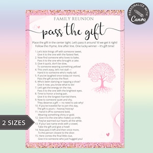 Family Reunion Game Pass the Gift | Fun Ice Breaker Poem | Family Trivia, Pass the Present, Reunion Kids Activities & Games, Canva Template