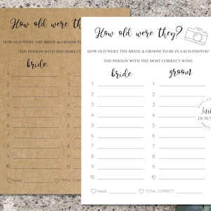 Rustic How Old Were the Bride and Groom Game, Guess the Age, Rustic Bridal Shower Game, Editable Template SRP-004
