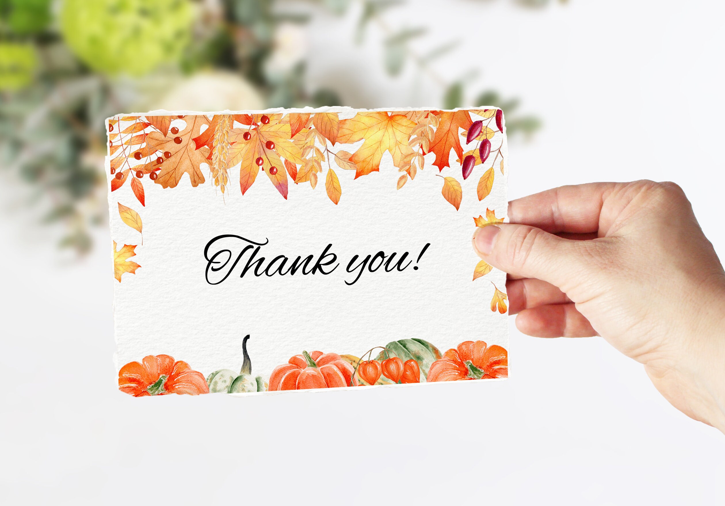 Autumn Fall Thank You Card Template Thanksgiving Thank You | Etsy - Thank You Card Printable Thanksgiving