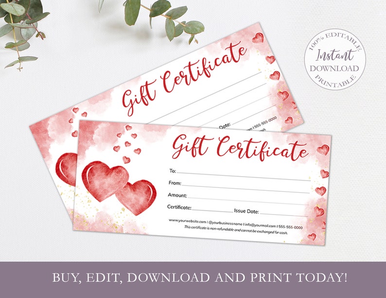 Love Gift Certificate Template Editable Quarantine Gift Card | Etsy