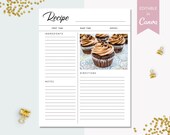 Recipe Template, Editable Recipe Page, 8.5x11 Custom Recipe Cards, Printable Family Recipe Page, 100% Editable Canva Template. SRP-026