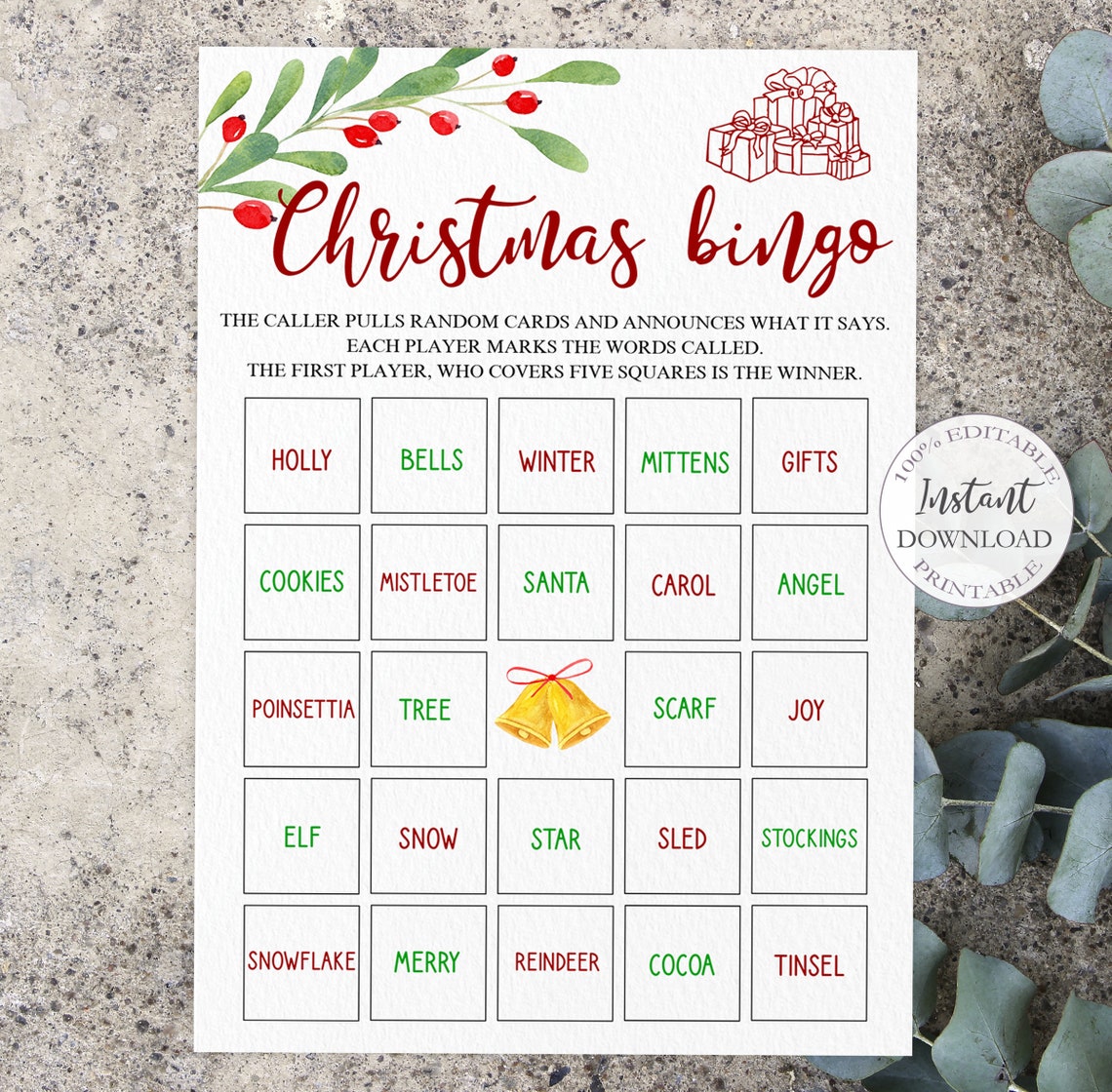 Christmas Bingo Family Games Template Printable Christmas | Etsy