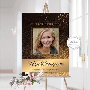 Funeral Welcome Sign Template, Editable In loving Memory Poster, Printable Celebration of Life Sign, Instant Digital Download. F-022