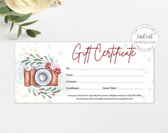 Photographer Gift Certificate Template, Printable Photo Session Gift, Editable Photo Gift Card, Mothers & Father Day Gift Ideas. SRP-011