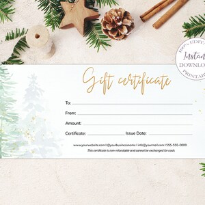 Gift Certificate Template, Winter Holidays Editable Gift Cards, Christmas Gift Card, Xmas Business Printables, Christmas Cards. SRP-011
