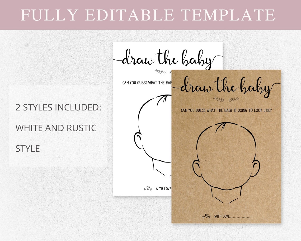 Baby Shower Draw the Baby Game Printable Baby Shower Games Etsy