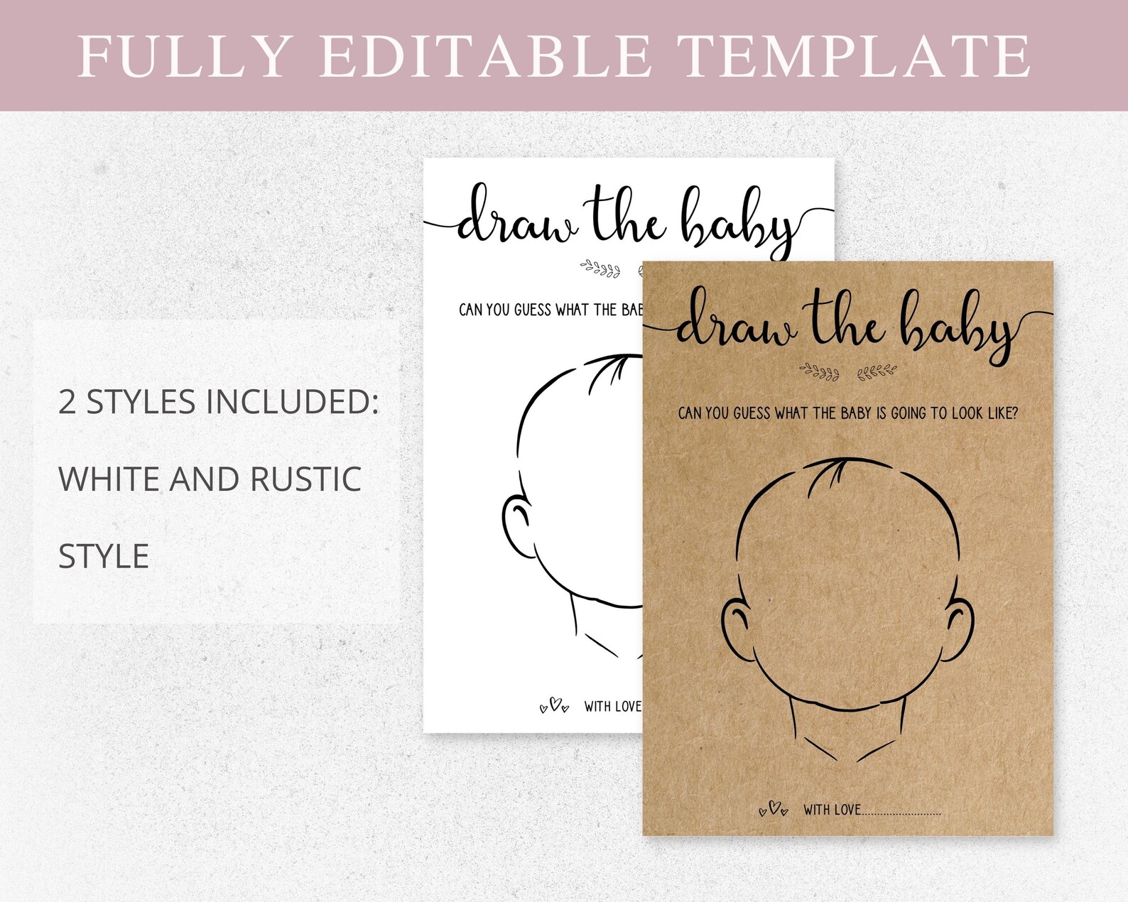 Baby Shower Draw the Baby Game Printable Baby Shower Games Etsy