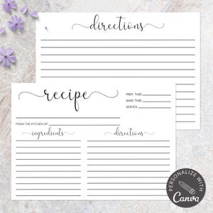 Tarjetas de recetas imprimibles, plantilla de tarjeta de recetas, tarjetas de recetas de 4x6, tarjeta de recetas moderna, tarjeta de recetas digital, plantilla Canva 100% editable imagen 8