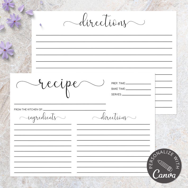 Tarjetas de recetas imprimibles, plantilla de tarjeta de recetas, tarjetas de recetas de 4x6, tarjeta de recetas moderna, tarjeta de recetas digital, plantilla Canva 100% editable imagen 8