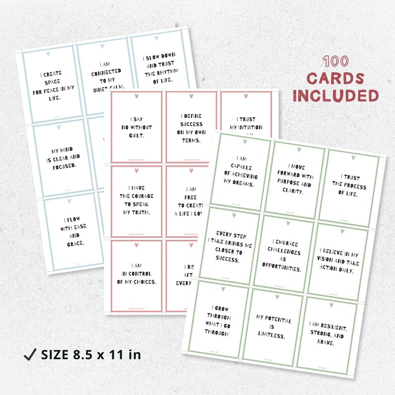 Affirmation Cards for Self Care, Editable Canva Template for DIY ...