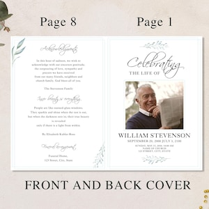 loss of father, funeral card, funeral brochure, celebration of life, funeral program, obituary template, loss of mother, in loving memory, loss of loved one, canva template, loss of grandmother, funeral template, obituary program