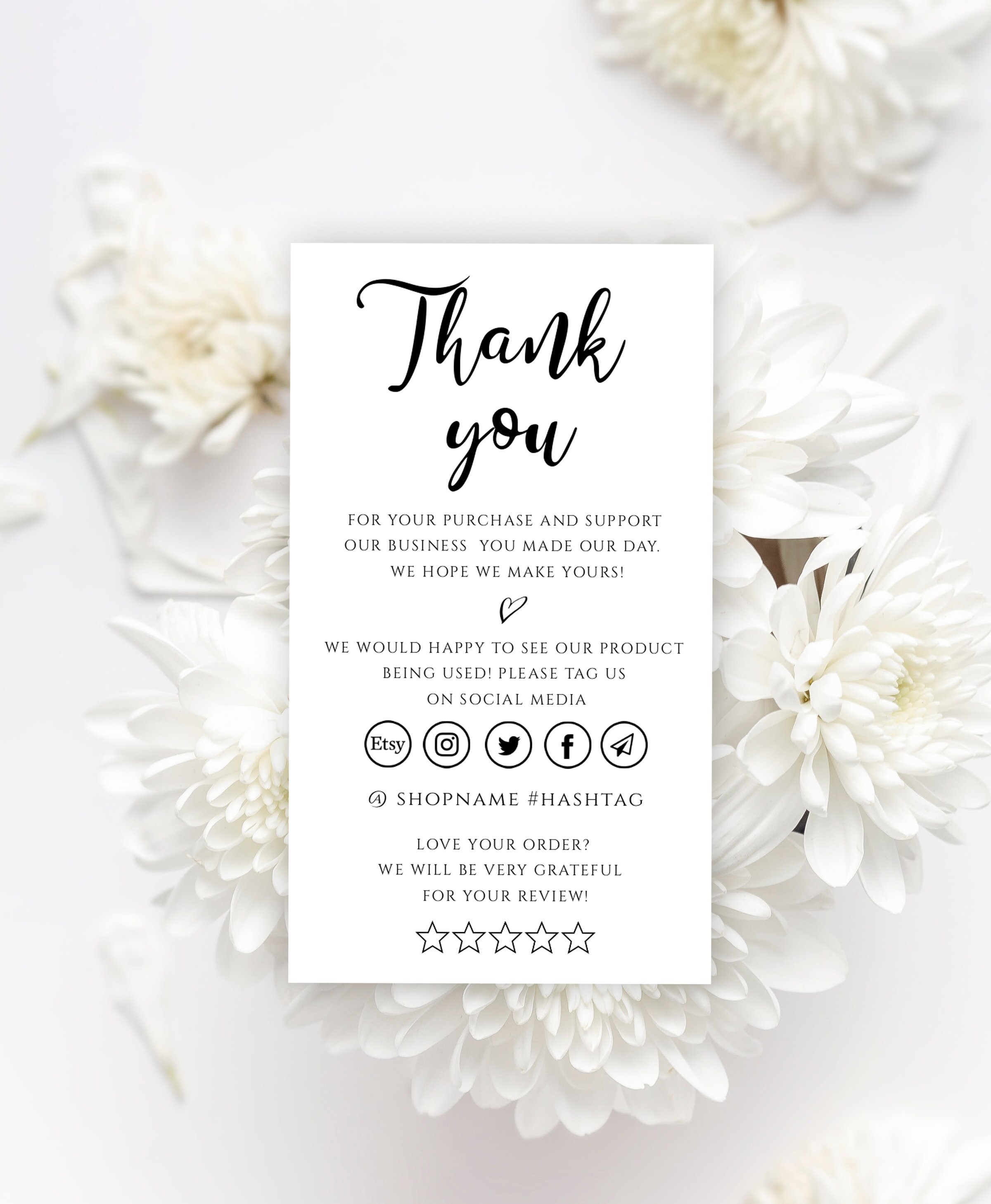 Business Thank You Card Printable Editable Thank You for | Etsy