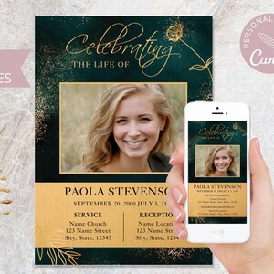 Funeral Announcement Template I CanvaTemplate Printable I Electronic Invitation I Funeral In loving memory I Celebration of Life