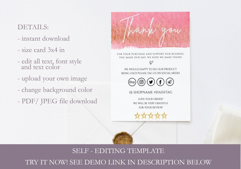 Small Business Thank You Cards Mercari Thank You Card Etsy