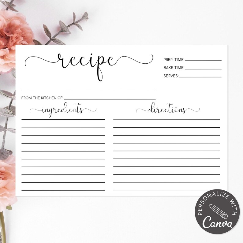 Tarjetas de recetas imprimibles, plantilla de tarjeta de recetas, tarjetas de recetas de 4x6, tarjeta de recetas moderna, tarjeta de recetas digital, plantilla Canva 100% editable imagen 10