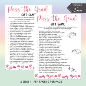 Pass the Prize Graduation Games | Gift Exchange Ice Breaker Canva Template | High School Grad, College Graduation, Pass the Present Game Fun
