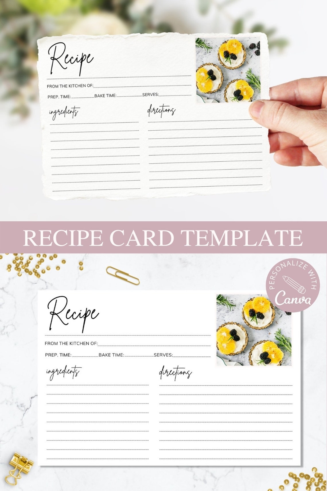 Recipe Card Template 4x6 Recipe Cards Printable Editable | Etsy