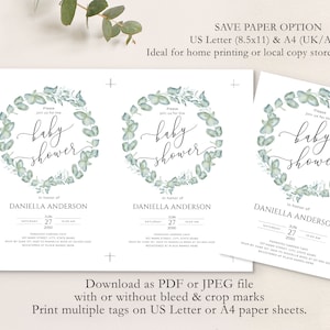 Eucalyptus Baby Shower Bundle Template, Printable Greenery Shower Set ...