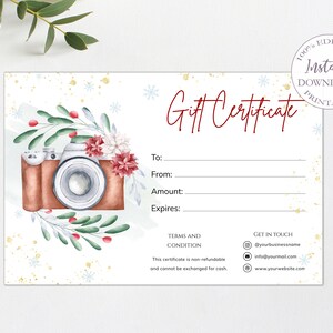 Photographer Gift Certificate Template, Printable Photo Session Gift, Editable Fathers Day Gift Ideas, Social Media Icons Included. SRP-011
