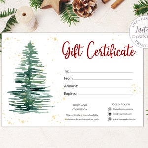 Printable Christmas Gift Certificate, Winter Holidays Editable Gift Cards, Personalized Gift Card, Business Gift Voucher Template. SRP-011