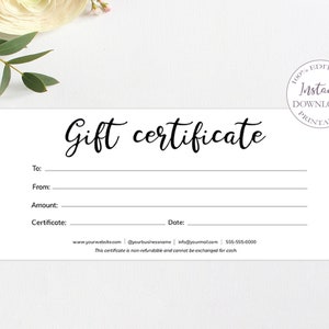 Editable Gift Certificate Template, Rustic Gift Cards Printable, Etsy Shop Gift Cards, Small Business Order Insert Card, Egift Card. SRP-011