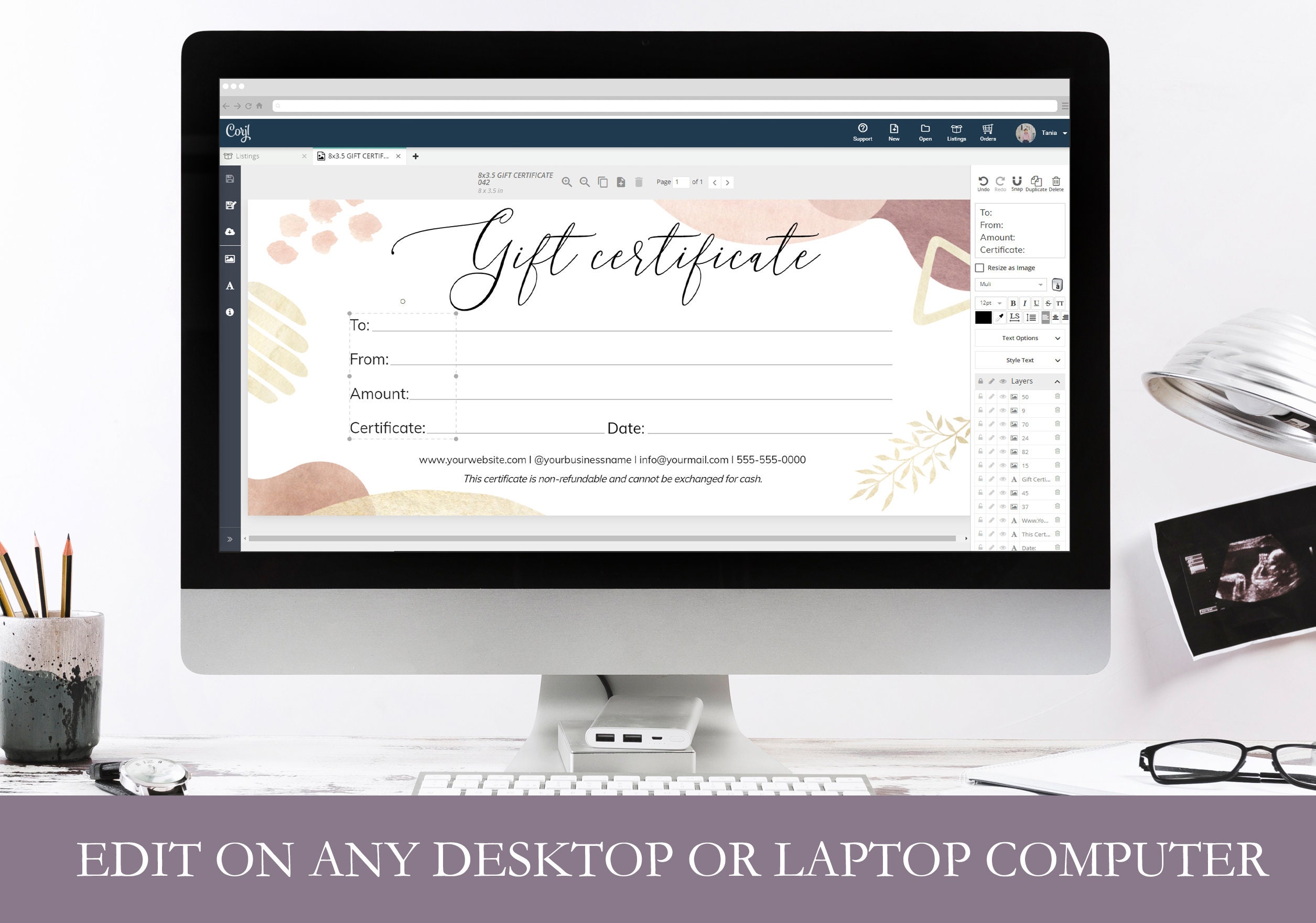 Gift Certificate Digital File Email Gift Card Template - Etsy