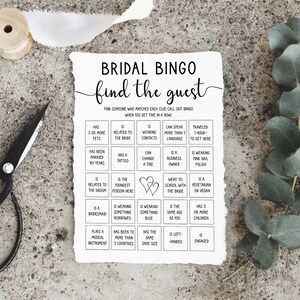 Find the Guest Bingo Game Template, Editable Bridal Bingo, Rustic ...