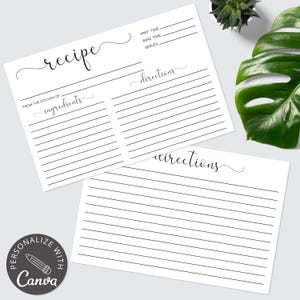 Tarjetas de recetas imprimibles, plantilla de tarjeta de recetas, tarjetas de recetas de 4x6, tarjeta de recetas moderna, tarjeta de recetas digital, plantilla Canva 100% editable imagen 7