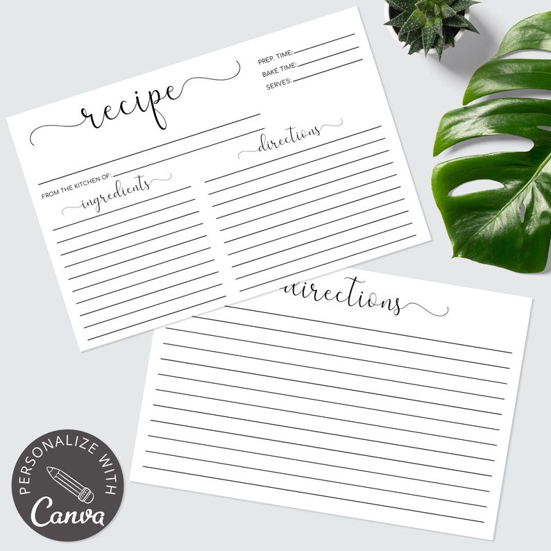 Tarjetas de recetas imprimibles, plantilla de tarjeta de recetas, tarjetas de recetas de 4x6, tarjeta de recetas moderna, tarjeta de recetas digital, plantilla Canva 100% editable imagen 7