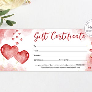 Love Gift Certificate Template, Editable Quarantine Gift Card, Printable Anniversary Gift Cards, Egift Card, Instant Download. SRP-011