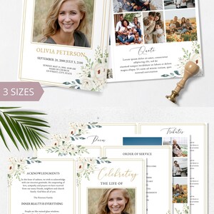 loss of father, funeral card, funeral brochure, celebration of life, funeral program, obituary template, loss of mother, in loving memory, loss of loved one, canva template, loss of grandmother, funeral template, obituary program