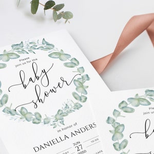 Eucalyptus Baby Shower Bundle Template, Printable Greenery Shower Set ...