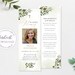 Obituary Bookmark Editable, Loss of Mother Printable Bookmarks, Greenery Obituary Template ...