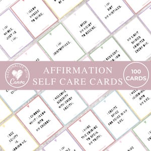 Affirmation Cards for Self Care, Editable Canva Template for DIY ...