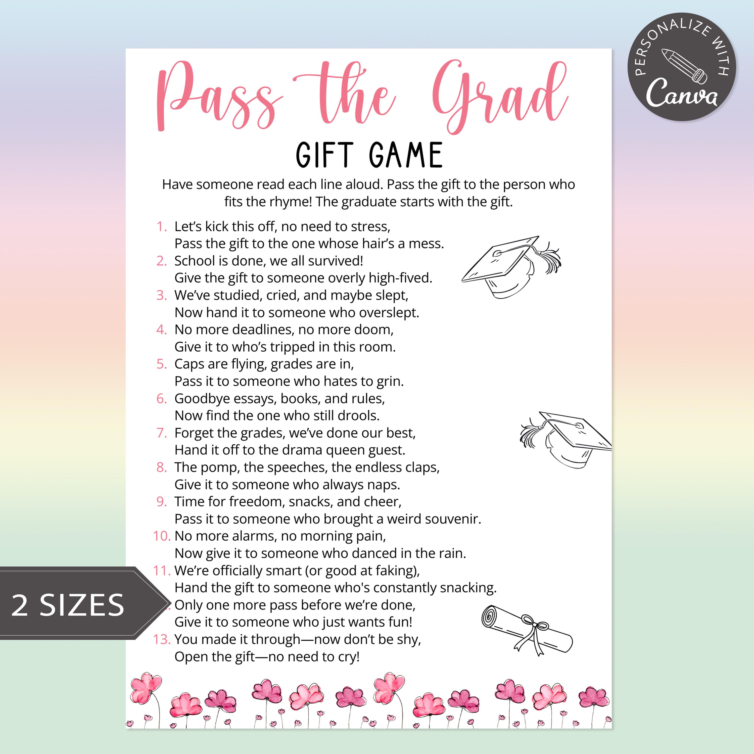 Pass the Prize Graduation Games | Gift Exchange Ice Breaker Canva ...