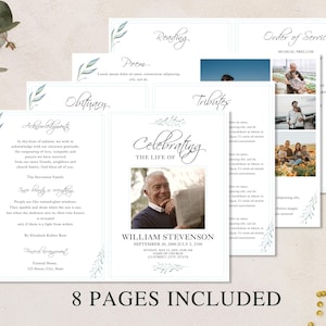 loss of father, funeral card, funeral brochure, celebration of life, funeral program, obituary template, loss of mother, in loving memory, loss of loved one, canva template, loss of grandmother, funeral template, obituary program