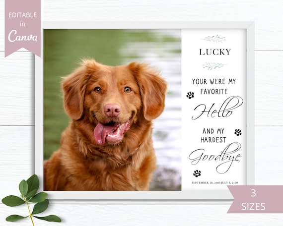 Pet Memorial Card Canva Template, Memorial Sign for Loss of Pet, Celebration of Life