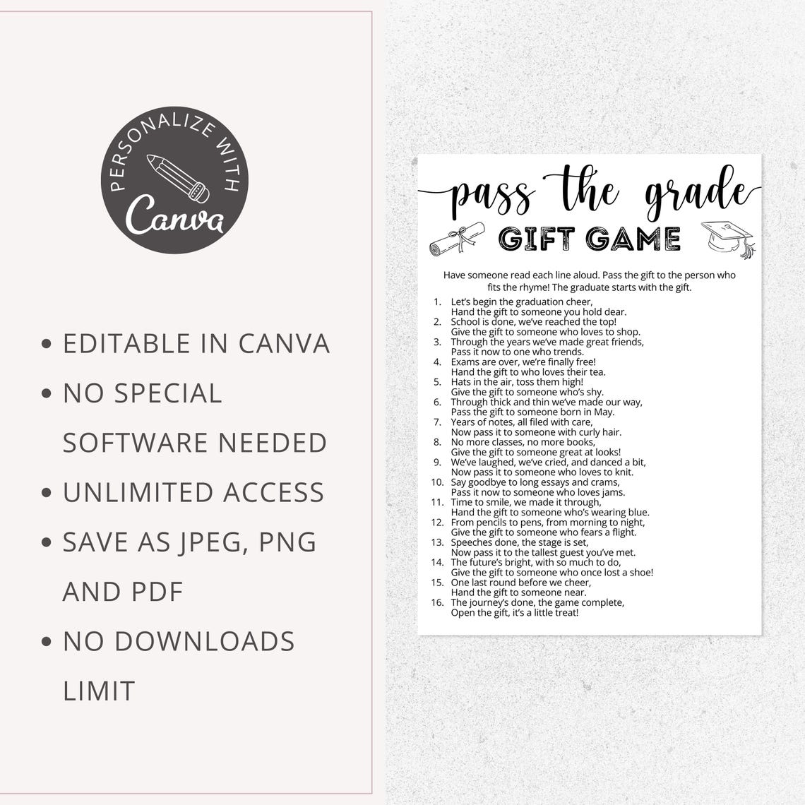 Pass the Prize Graduation Games, Pass the Gift Ice Breaker for Grad ...