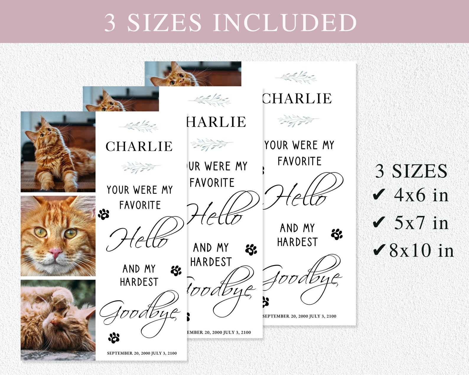 Pet Memorial Card I Editable Canva Template I Pet Loss Gift - Etsy