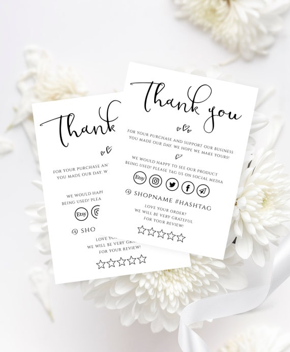 Thank you card sale etsy
