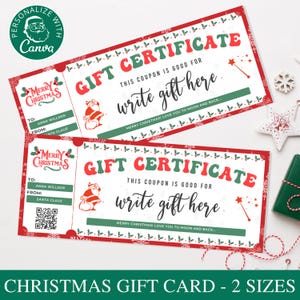Editable Christmas Gift Certificate | Canva Template for Holiday Surprise | Personalized Gift Coupon, Stocking Filler, Concert Ticket Card