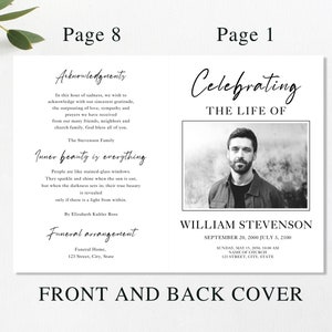 loss of father, funeral card, funeral brochure, celebration of life, funeral program, obituary template, loss of mother, in loving memory, loss of loved one, canva template, loss of grandmother, funeral template, obituary program