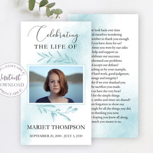 Funeral Prayer Cards Template, Loss Of Father Obituary Template, Printable In Loving Memory Prayer Card, 2 Sizes Funeral Card. F-023