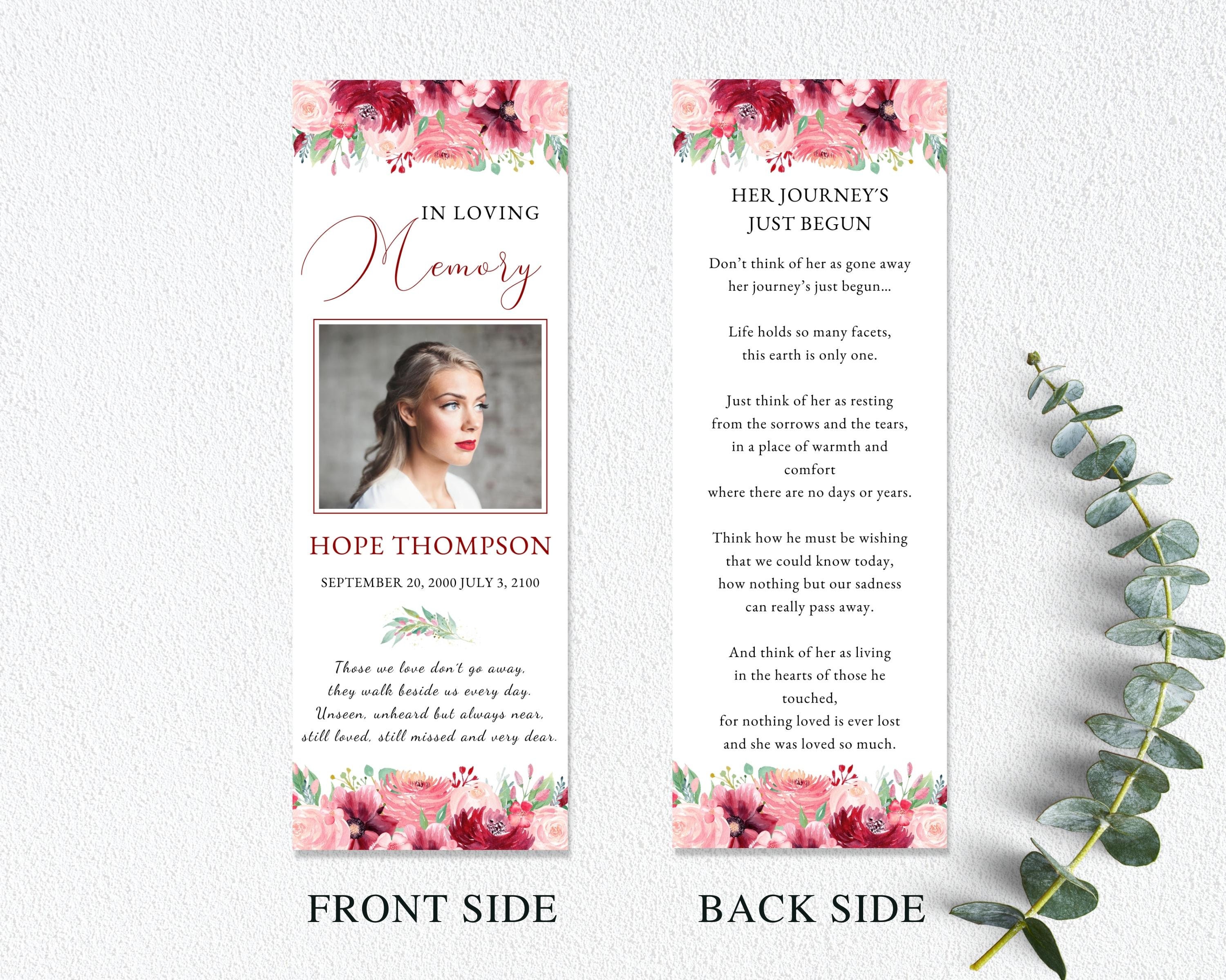 Funeral Obituary Bookmark Template Loss of Loved One Etsy Funeral Obituary Bookmark Template Loss of Loved One Etsy